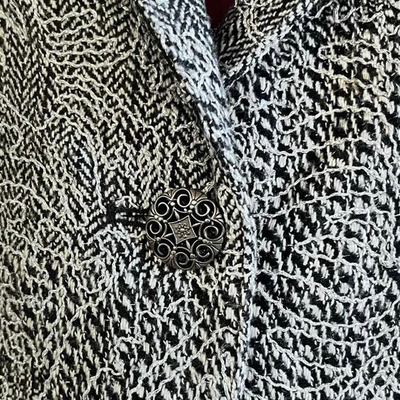 CHICO'S 3 | US XL Black White Metallic Shimmer Stitched Hali Blazer (J-276) - Picture 6 of 7